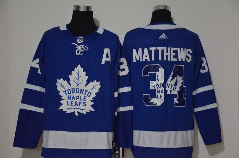 NHL Men Toronto Maple Leafs 34 Matthews blue Adidas Jerseys print